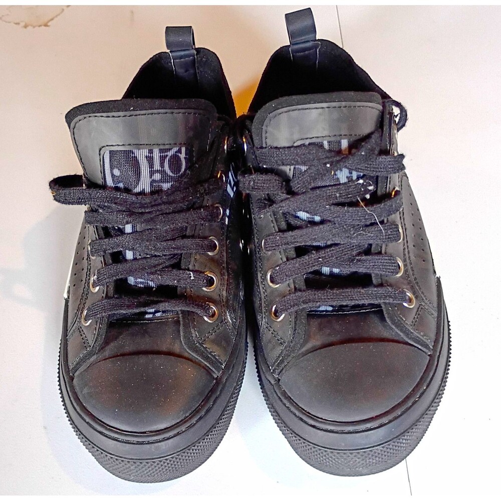 Dior Men's Black Leather Logo Low-Top Lace-Up Sneakers Round Toe US 9